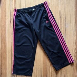 VTG Adidas Y2K Capri three stripe track pant with drawstring black pink medium